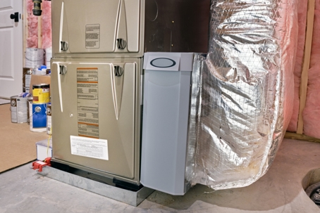 High efficiency furnace with air filter.